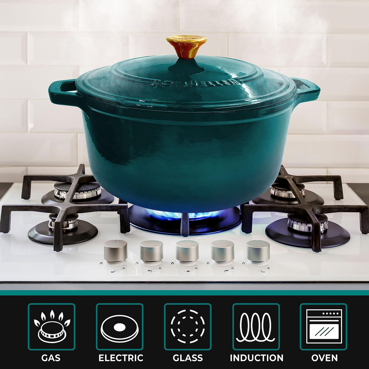 Mueller DuraCast 6 Quart Enameled Cast Iron Dutch Oven Pot with Lid