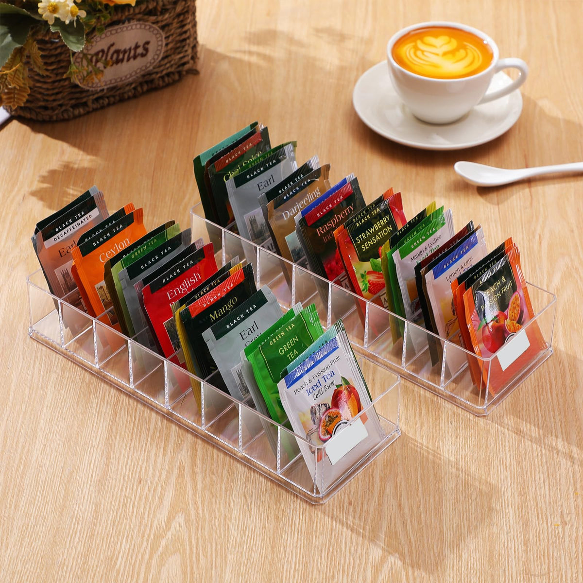 1 Pcs Tea Bag Storage Acrylic Clear Tea Drawer Organizer for Drawers