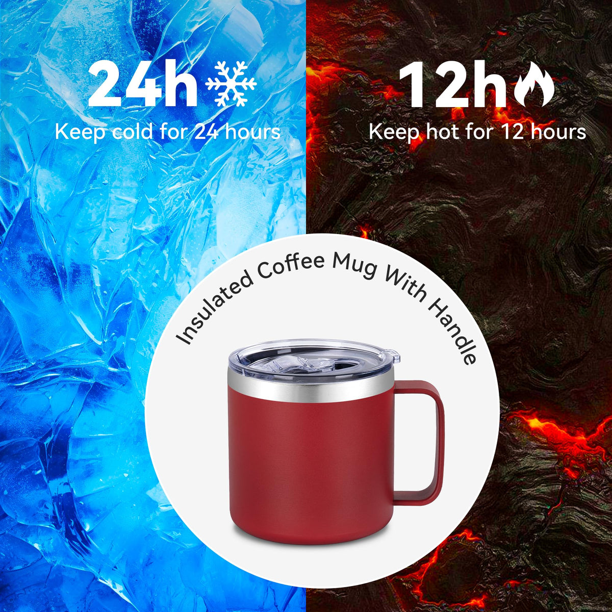 14 oz Insulated Coffee Mug Bulk with Handle (4 Count)