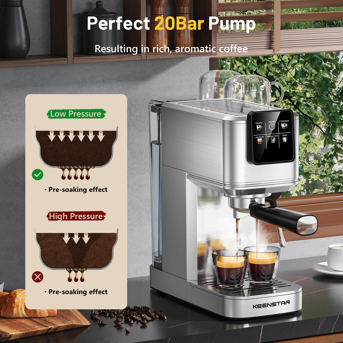 Espresso Coffee Machine with Milk Tank