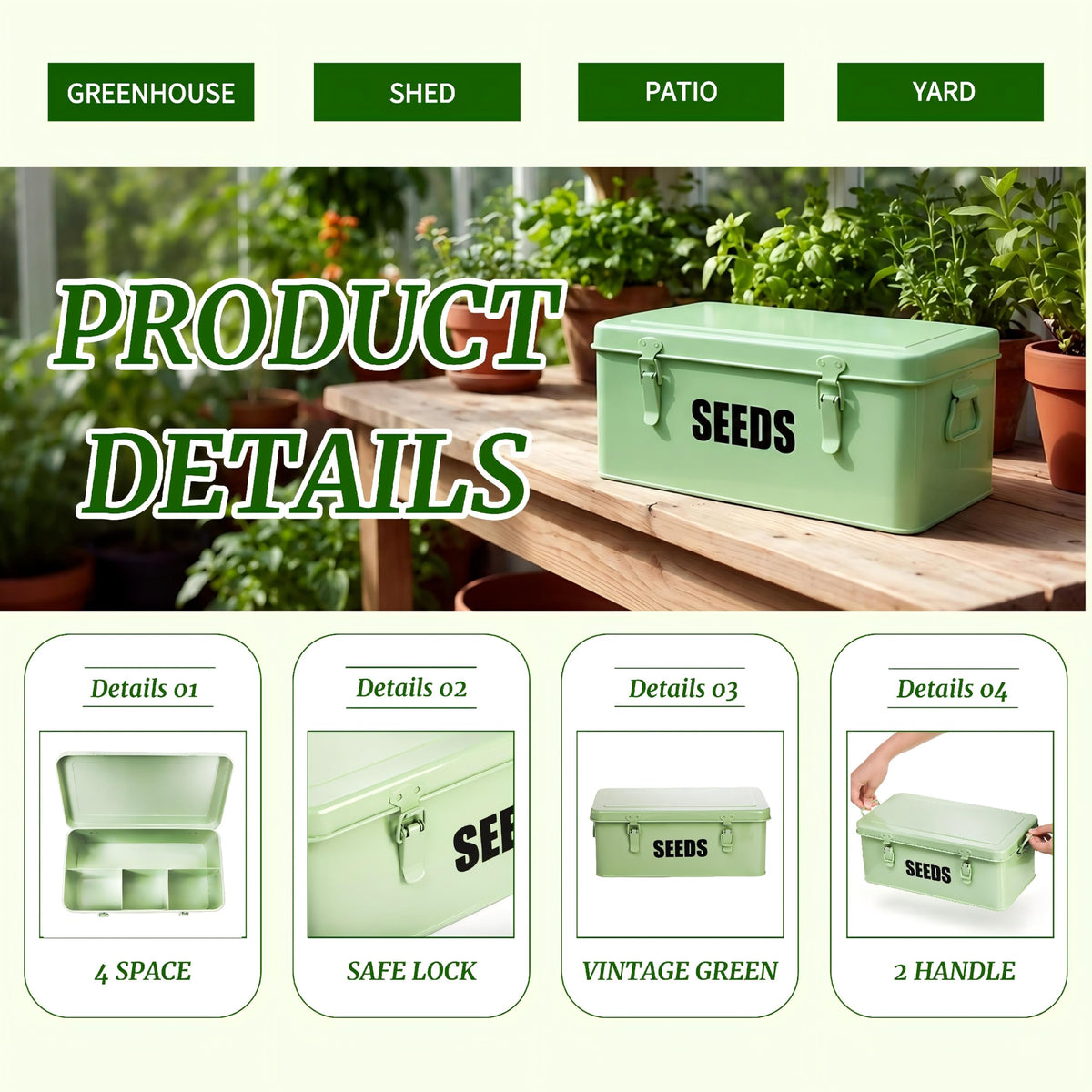 Seed Saving Box with 4 Compartments