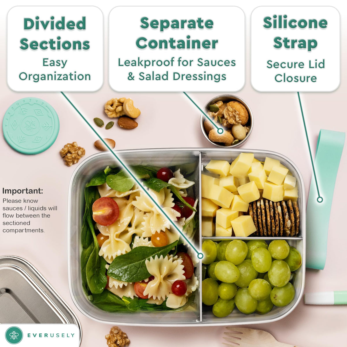 Stainless Steel Bento Box + Condiment Container