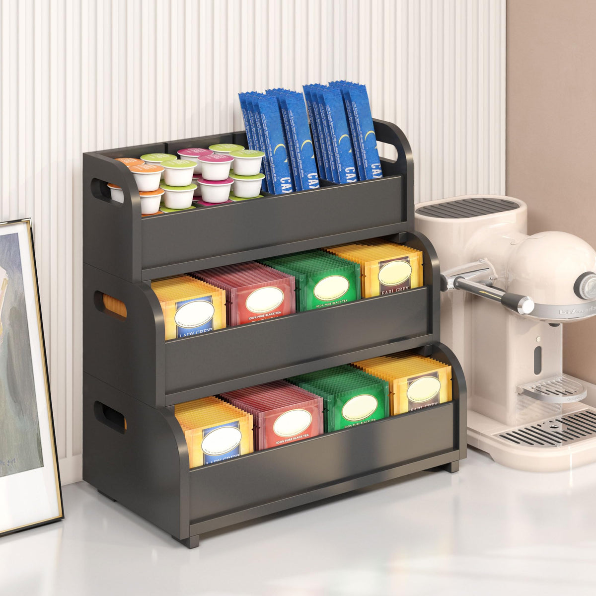 3 Tier Bamboo Tea Bag Organizer