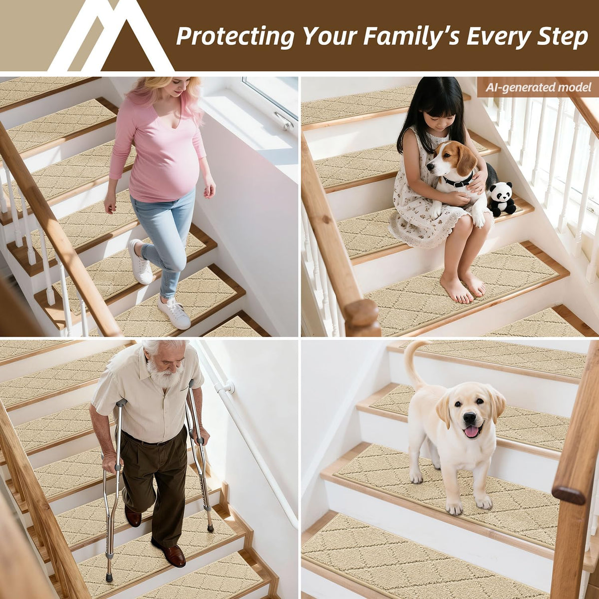 Stair Treads for Wooden Steps Non Slip 9"x28"