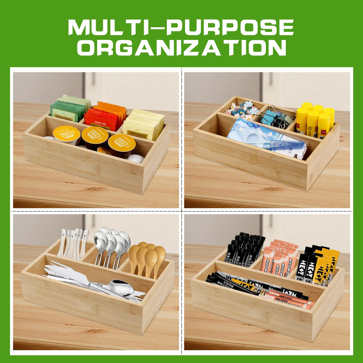 4 Pack Bamboo Tea Bag Organizer (4 Count)