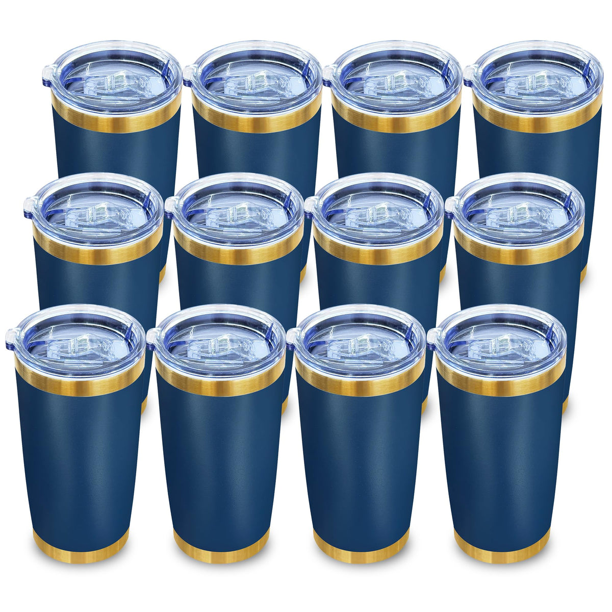20 oz Insulated Tumblers Bulk with Lid Stainless Steel Tumbler (12 Count)