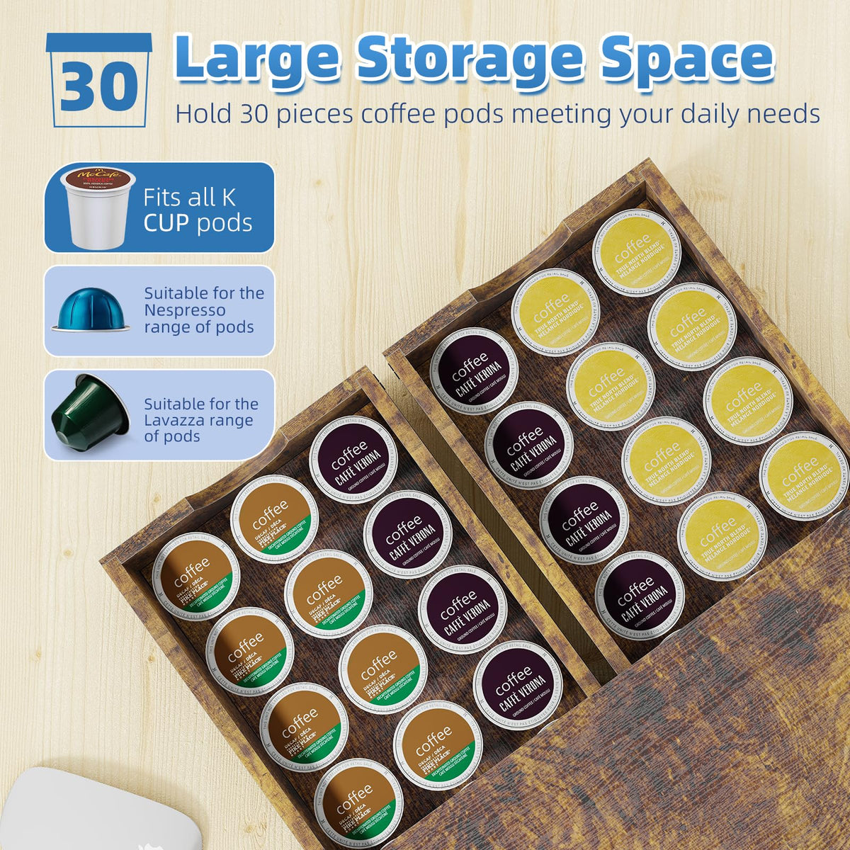 Wooden Coffee Pod Holder Drawer