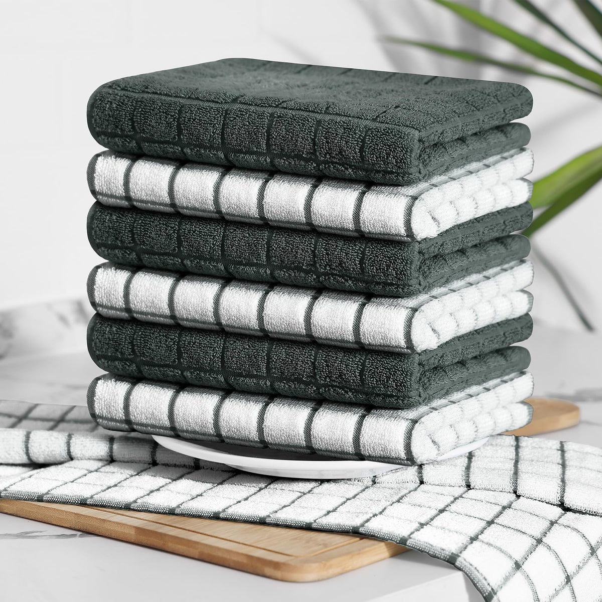 Large Premium Cotton Kitchen Towels 16"x 28" (4 Count)