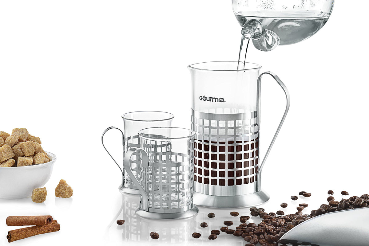 GCM9830 French Press Coffee Maker Set 600 ml French Press Coffee Brewer With 2 Matching Stainless Steel Drinking Cups