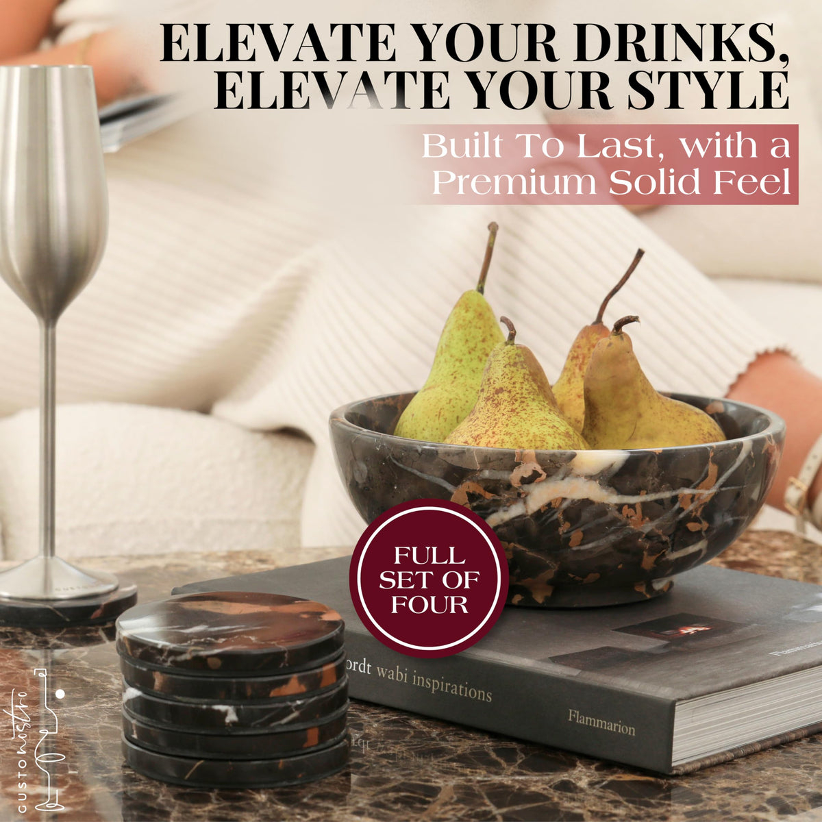 Black Marble Coasters Set of 4 (4 Count)