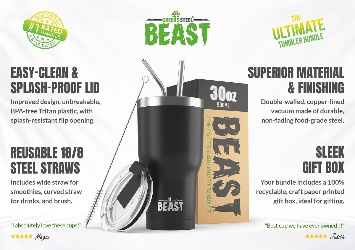 Beast 30 oz Tumbler Stainless Steel Vacuum Insulated Coffee Ice Cup Double Wall Travel Flask