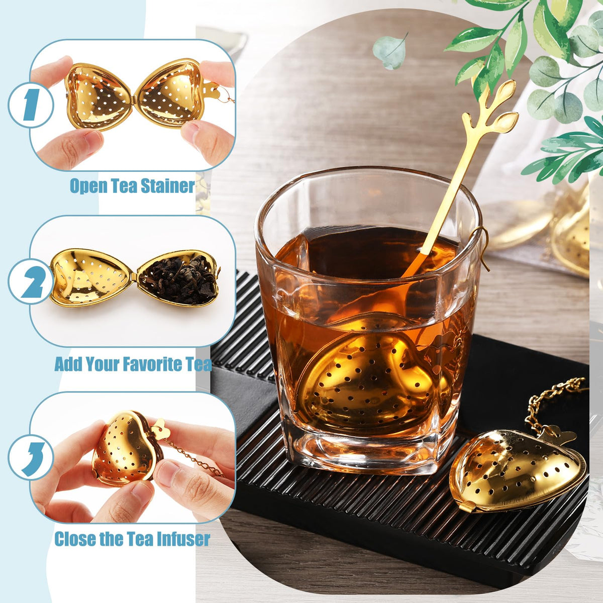 25 Sets Bridal Shower Tea Party Favor for Guest Leaf Tea Spoon (25 Count)