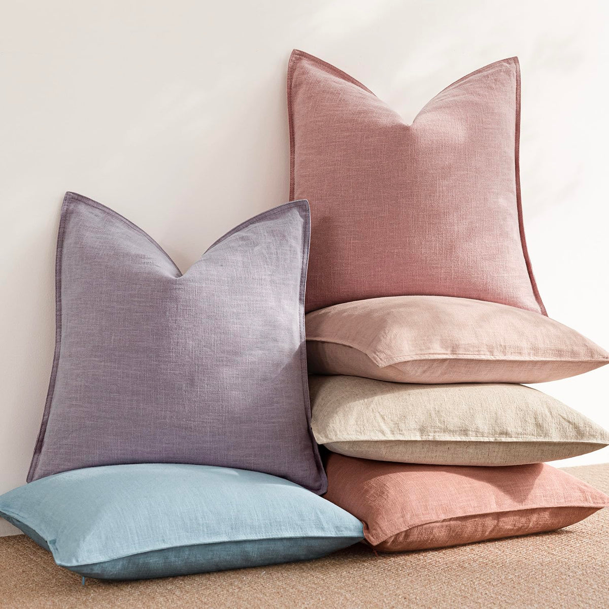 Pack of 2 Decorative Linen Solid Throw Pillow Covers Accent Lumbar Cushion Case Farmhouse Pillowcase for Chair Couch Sofa Bedroom Living Room Home Decor 12 x 20 Inch Rose Pink