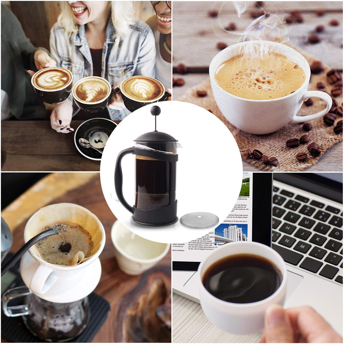 18 Packs French Press Replacement Cafetiere Filter Mesh Screen Coffee French Press Filters (18 Count)