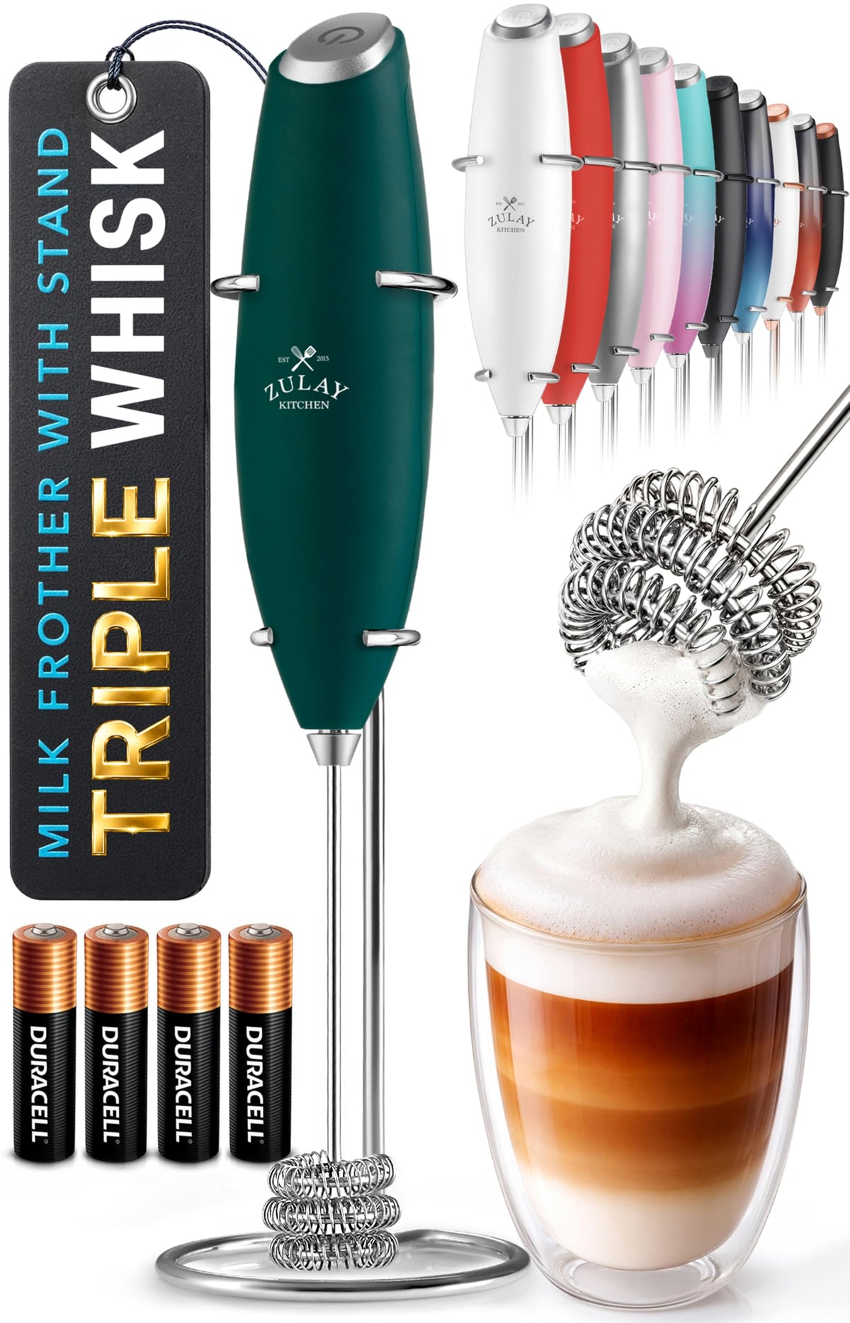 Powerful Milk Frother Wand With Duracell Batteries