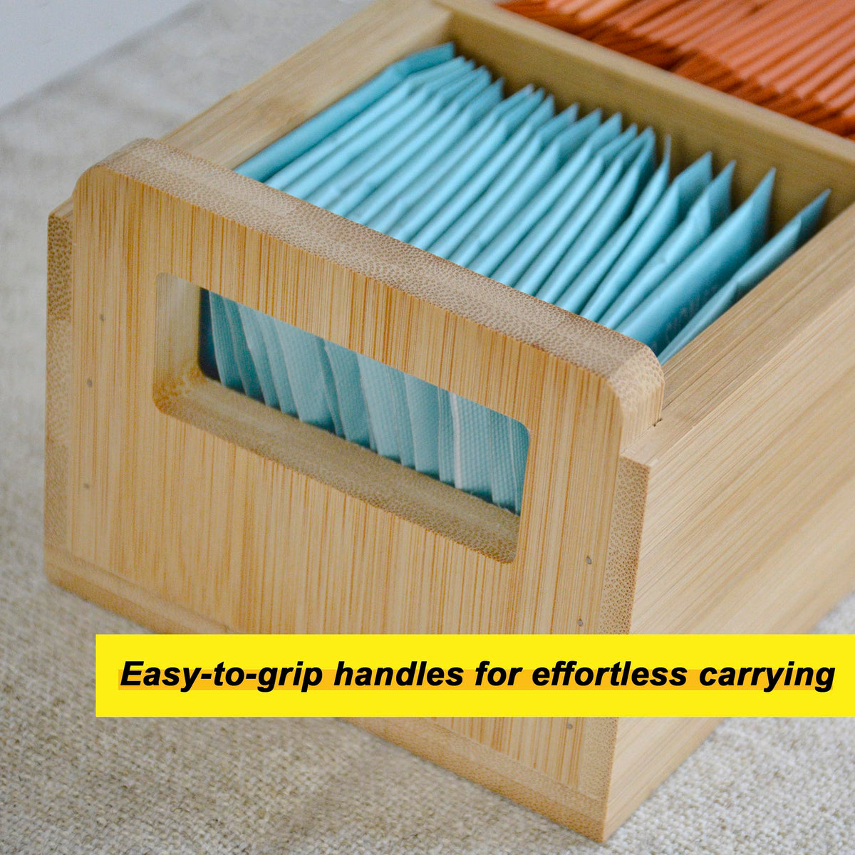 Bamboo Tea Organizer Box Chemical Free Eco