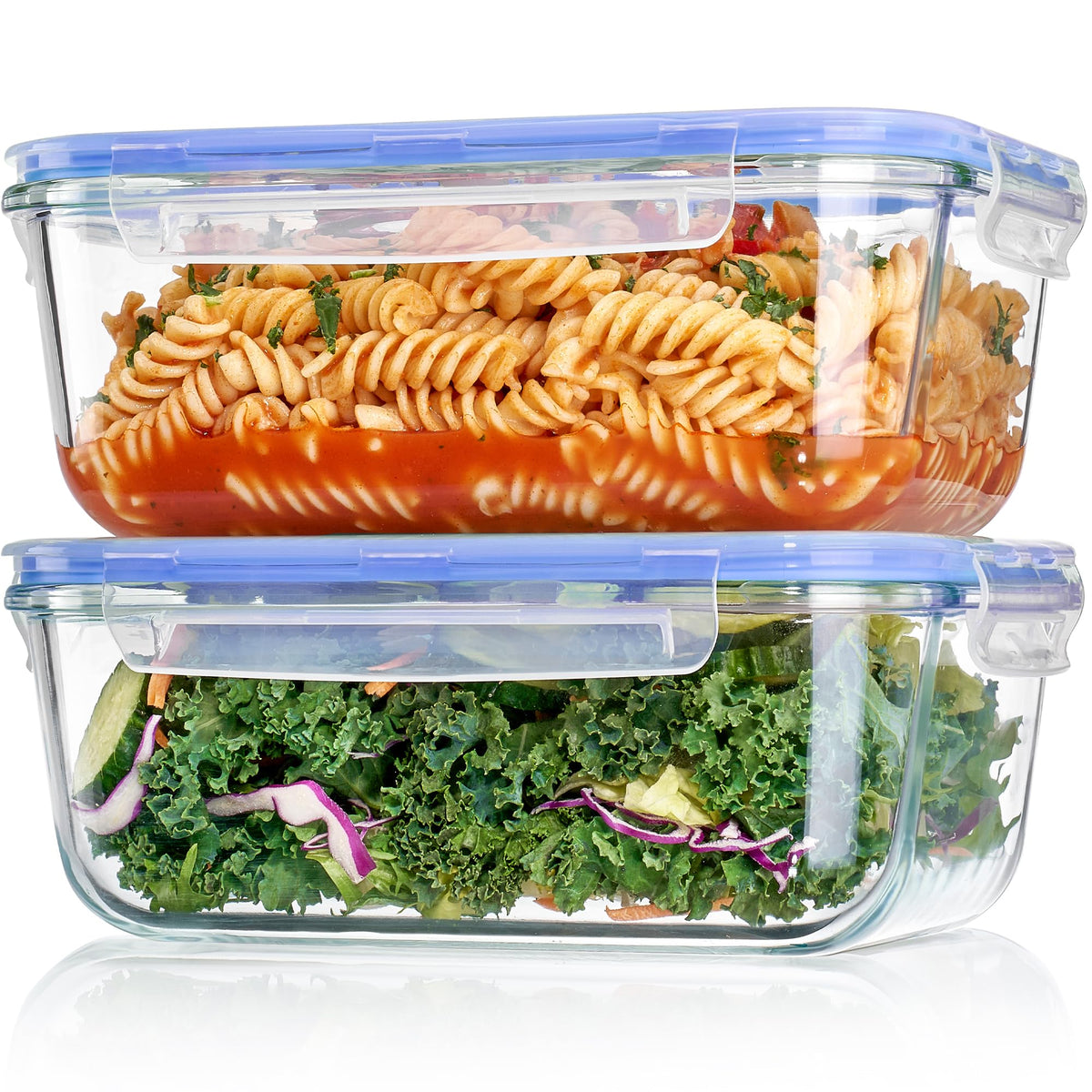 2Pack 1860ml 63oz Large Glass Storage Containers With Lids (2 Count)
