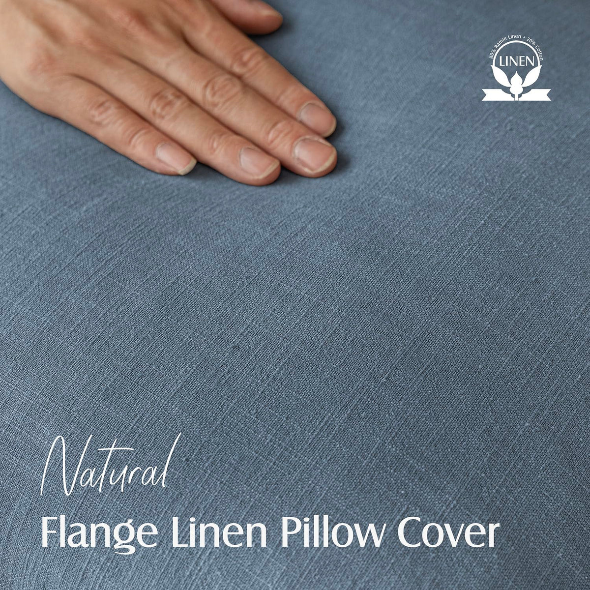 Set of 2 Decorative Linen Solid Throw Pillow Covers Soft Accent Euro Cushion Case Boho Farmhouse Neutral Pillowcase for Couch Sofa Bedroom Living Room Home Decor 24 x 24 Inch Misty Blue (2 Count)
