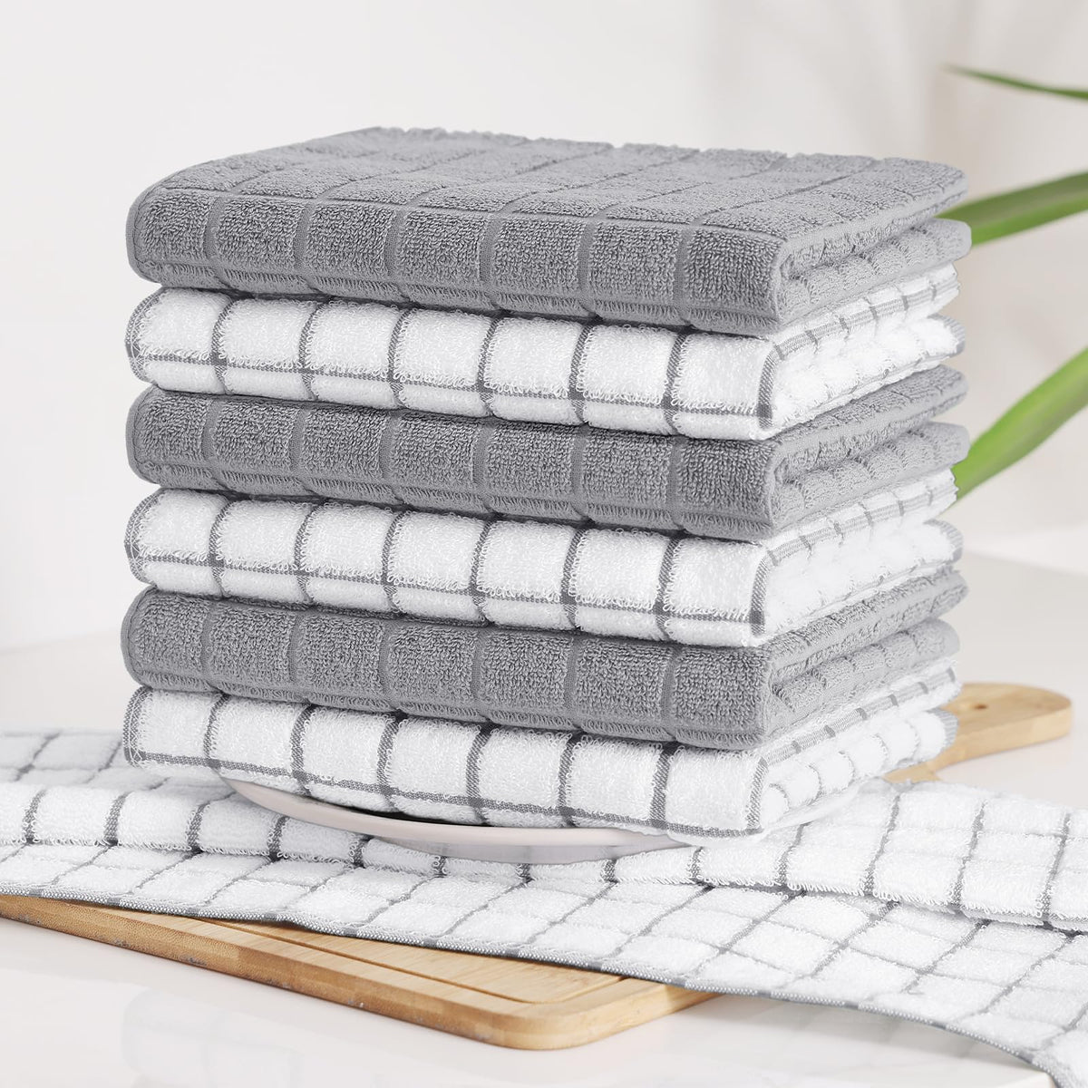 Large Premium Cotton Kitchen Towels 16"x 28" (4 Count)