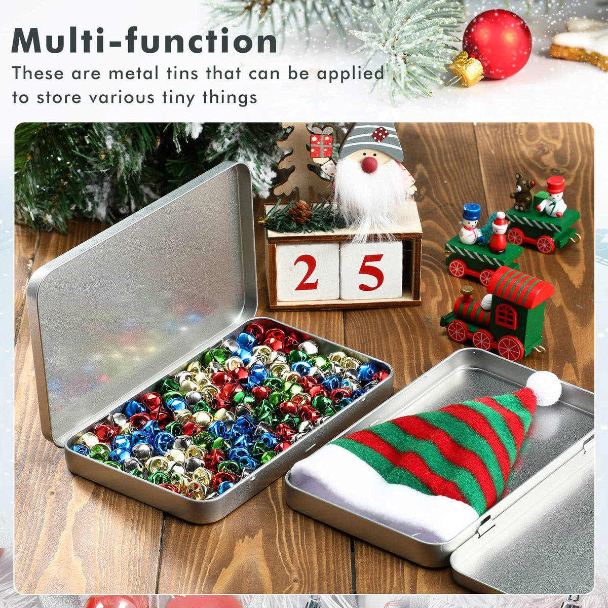 4 Pack Metal Tin Boxes with Hinged Lids (4 Count)