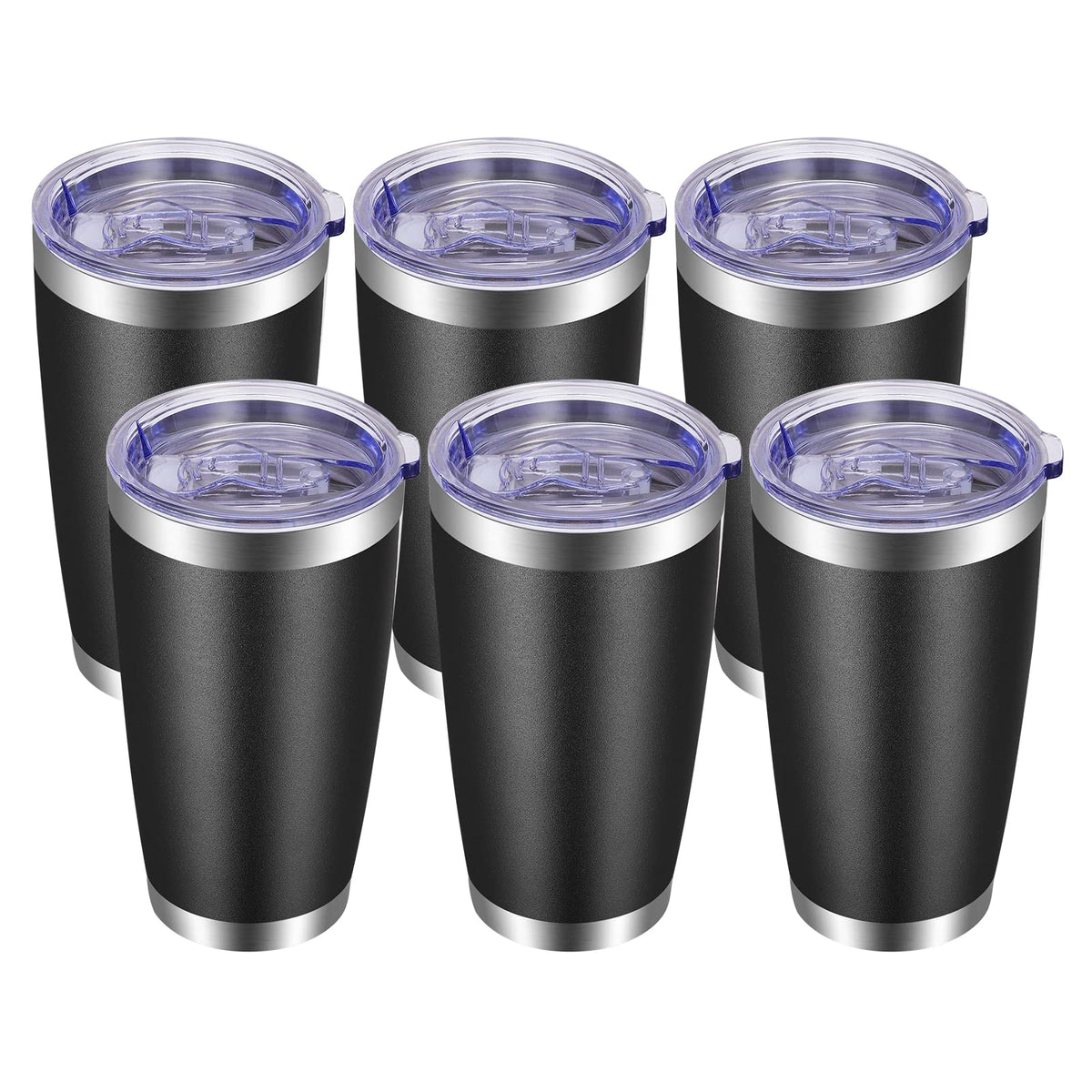 20oz Tumbler with Lid and Straw Stainless Steel Tumbler Cup Bulk Vacuum Insulated Double Wall Travel Coffee Mug Powder Coated Coffee Cup (6 Count)