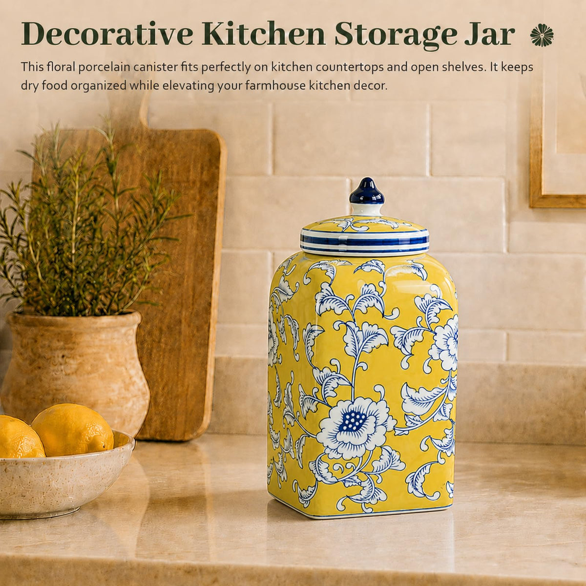 12.5" H Ceramic Kitchen Canisters for Countertop