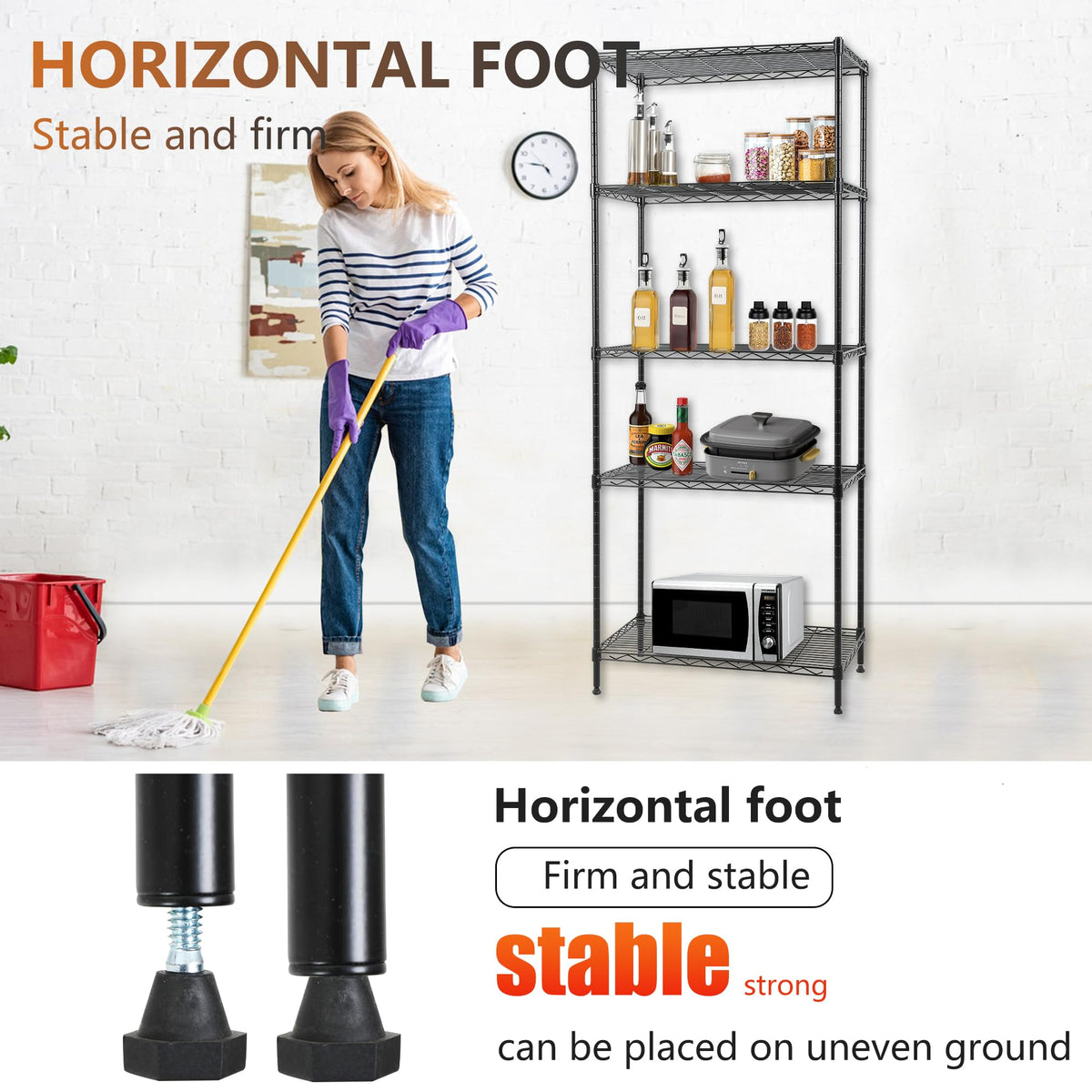 Shelves Wire Shelving Utility Storage Shelves Shelving Unit NSF Certified Height Adjustable Metal 5 Tier Shelves Easy Assembly 24" L x 14" W x 59" H