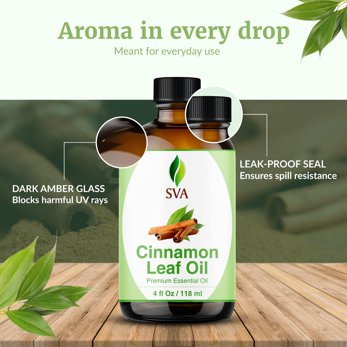 SVA Cinnamon Leaf Essential Oil with Dropper (4 Fl Oz)