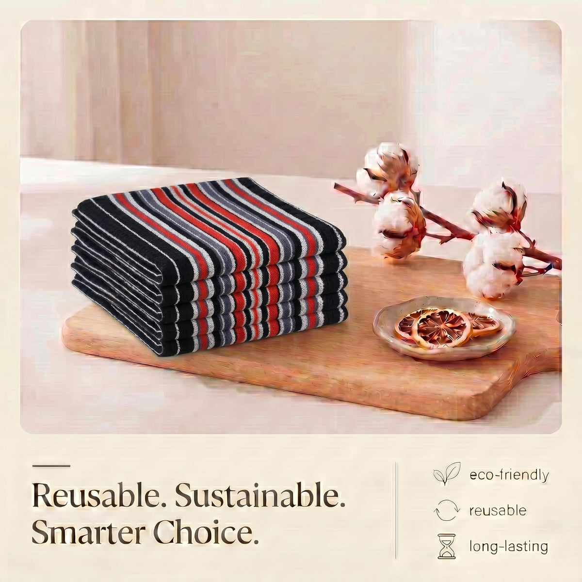 Kitchen Towels Cotton Dish Towels 20”x30” (6 Count)
