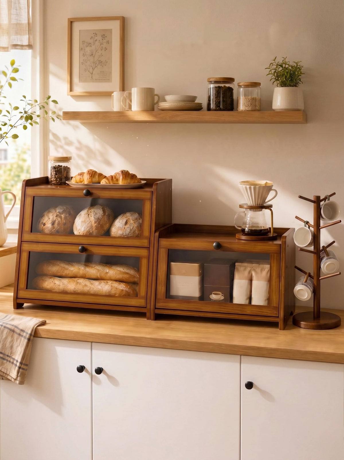 Brown Bread Box for Kitchen Countertop