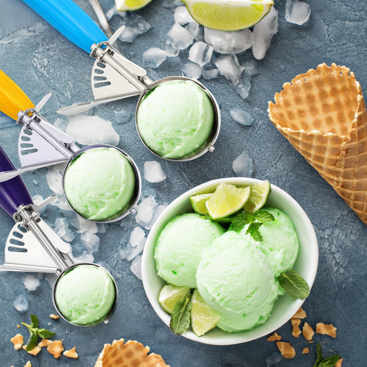 3 Pcs Release Cookie Scoops Ice Cream Scooper with Trigger Release Portion Scoop Stainless Steel for Portion Control (3 Count)