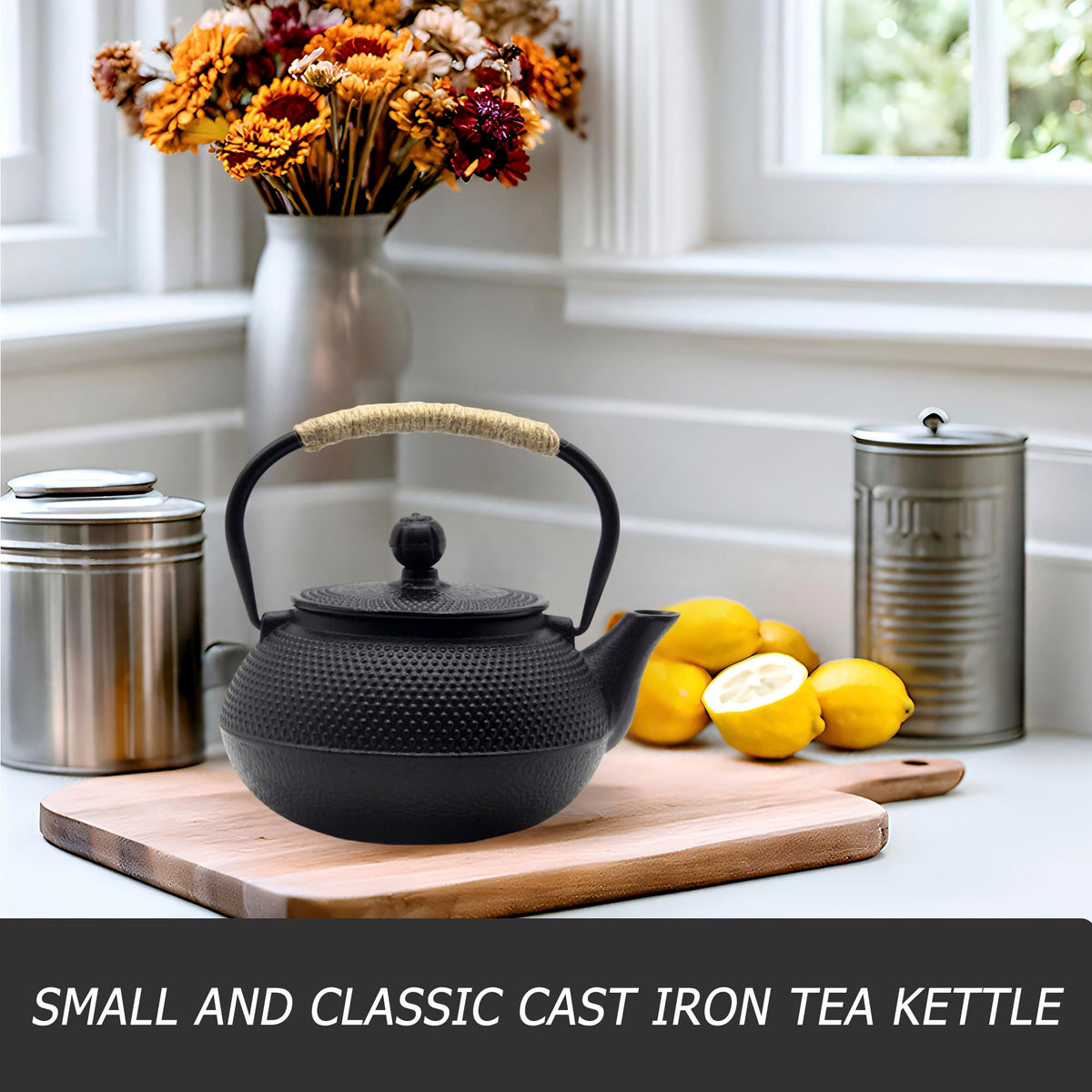 20.3oz Small Cast Iron Teapot Set with Warmer