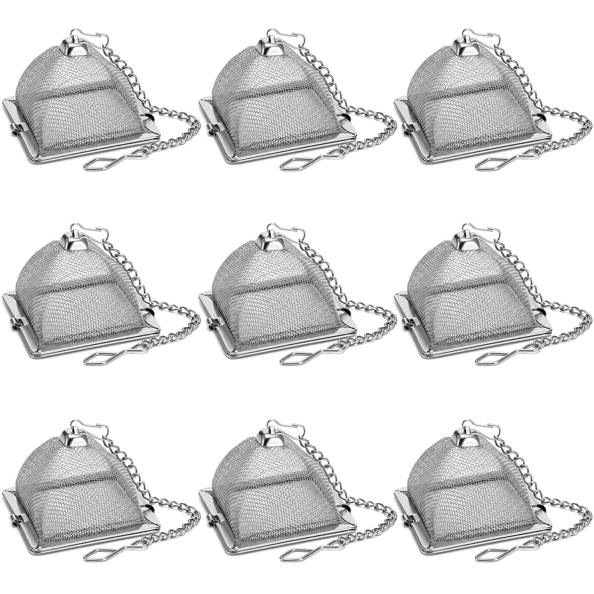 9 Pcs Tea Infuser Stainless Steel Strainer with Chain (9 Count)