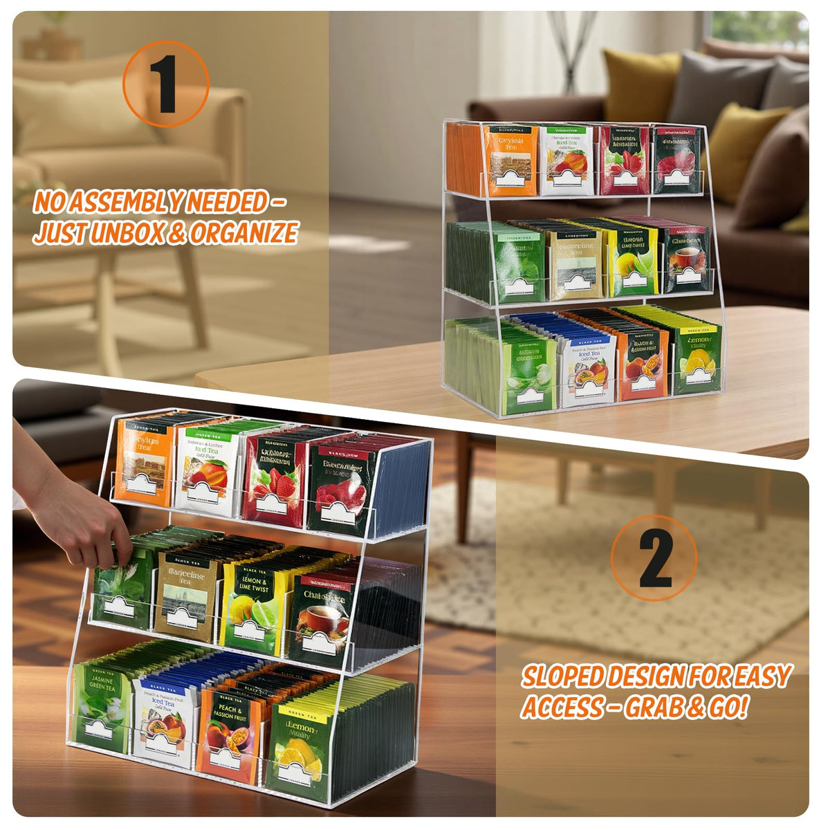3 Tier Acrylic Tea Bag Organizer
