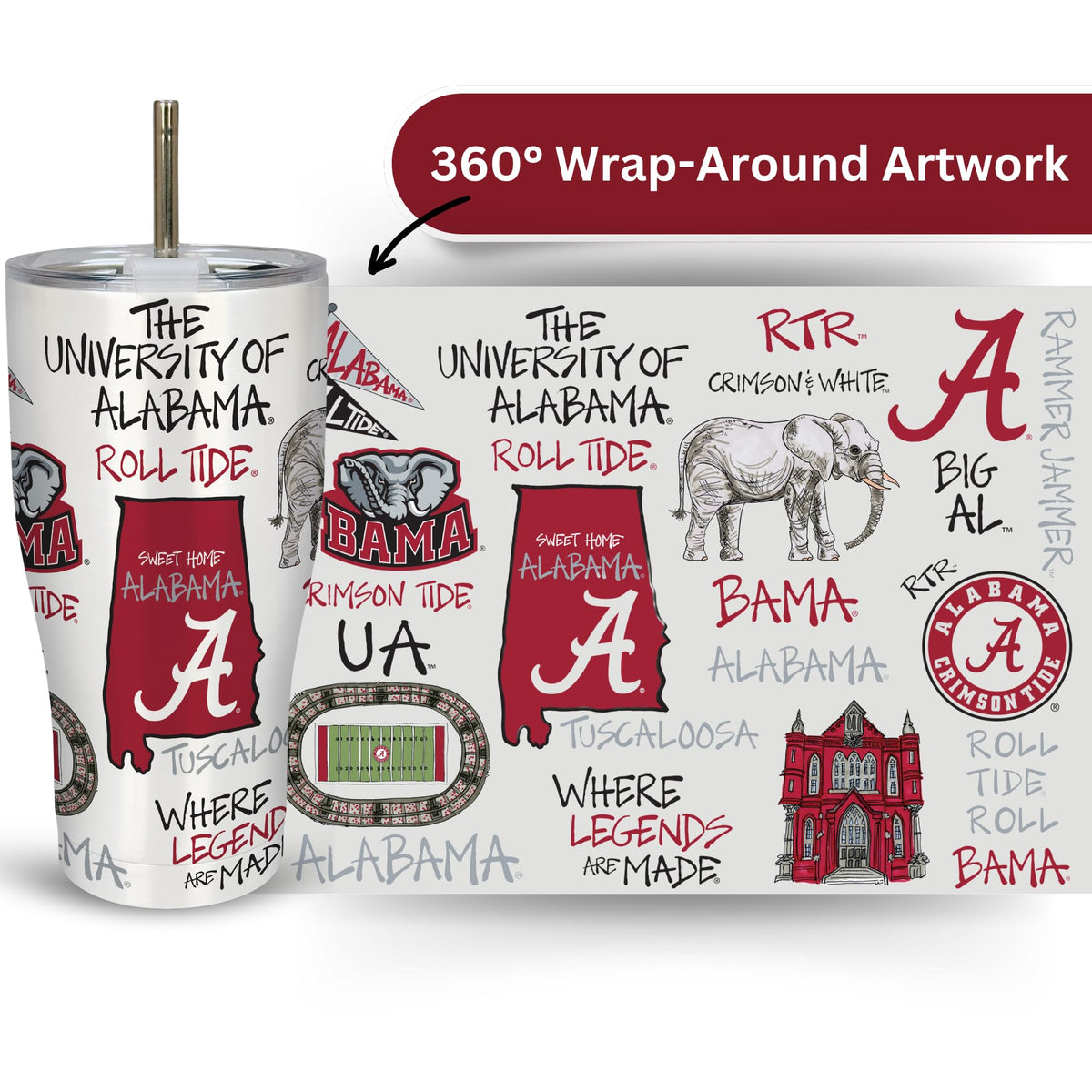 University of Alabama 30oz Stainless Steel 3D Icon Travel Mug