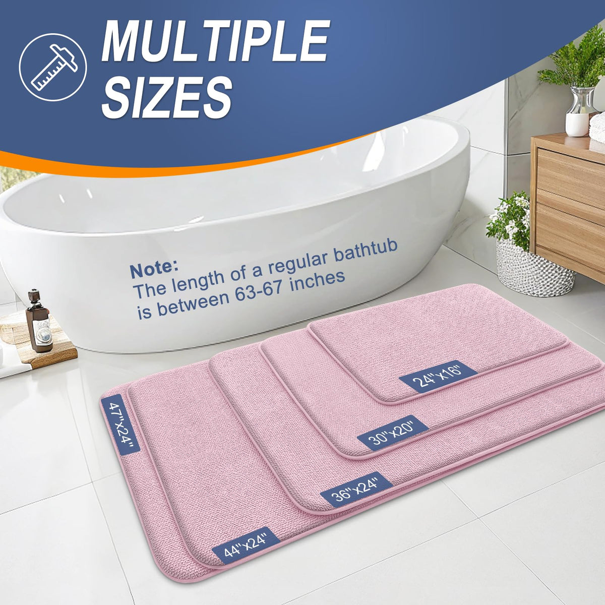 Memory Foam Bathroom Runner Rugs 47x17