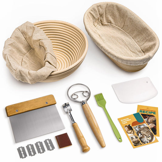 Sourdough Starter Kit with Banneton Bread Proofing Baskets (2 Count)