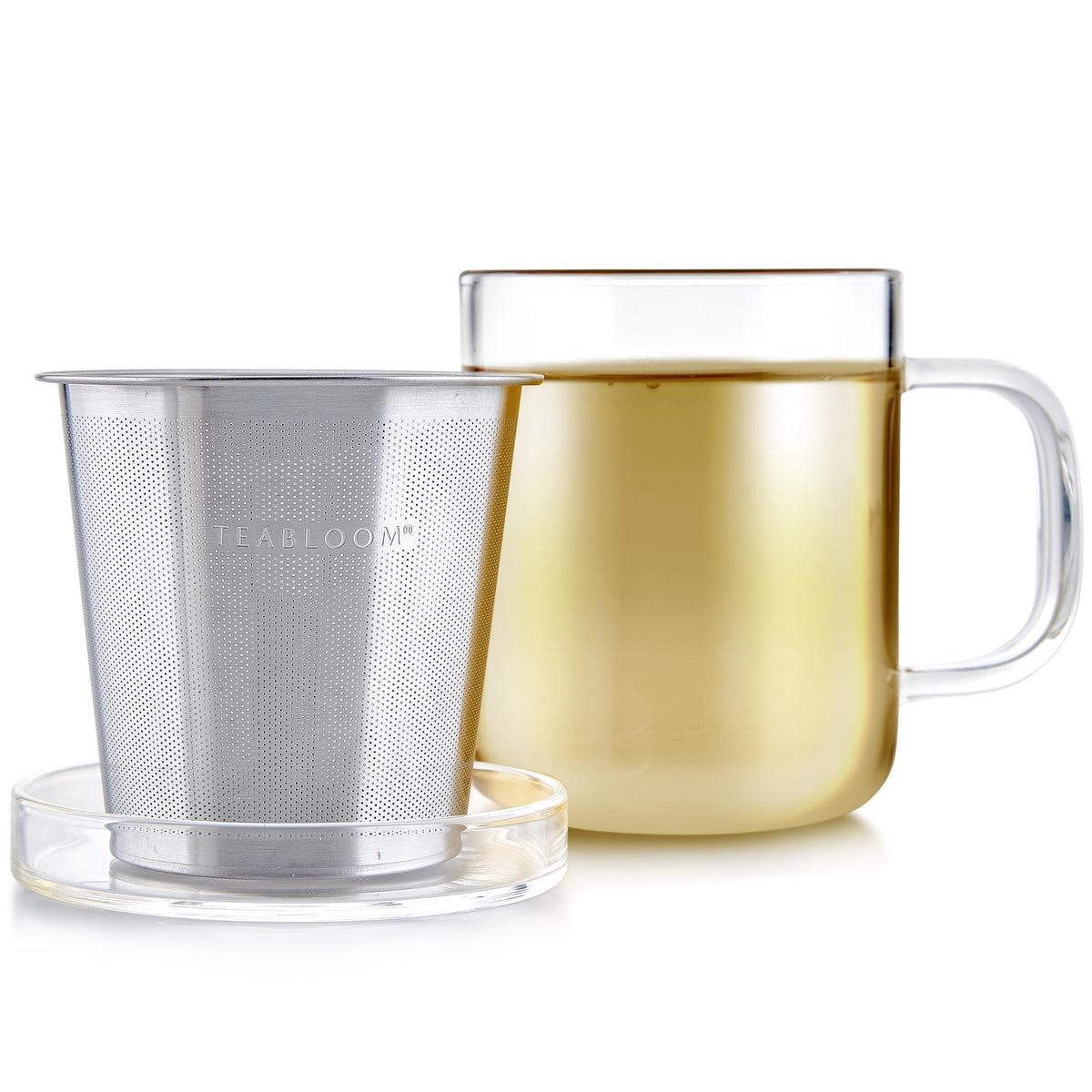 Premium Borosilicate Glass Mug with Stainless Steel Loose Leaf Tea Infuser and Lid