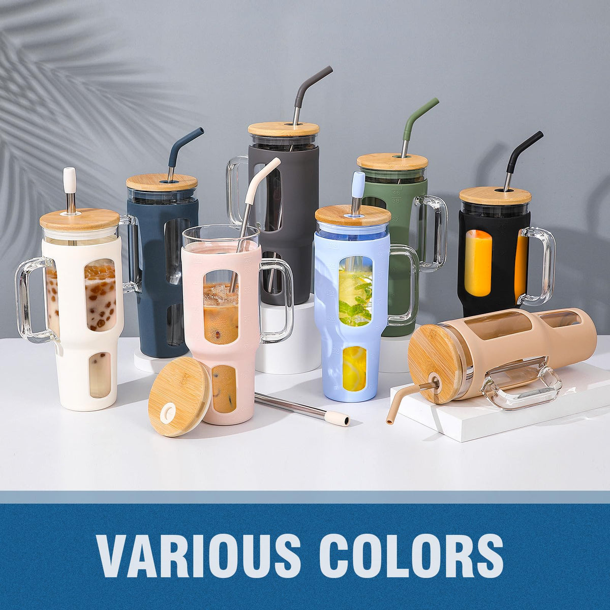 Glass Tumbler with Lid and Straw