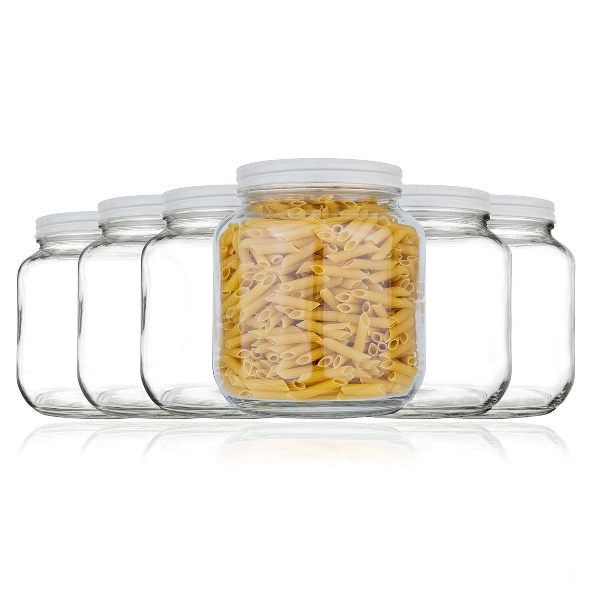 6 Pack Half Gallon Glass Mason Jar Wide Mouth with Airtight Metal Lid