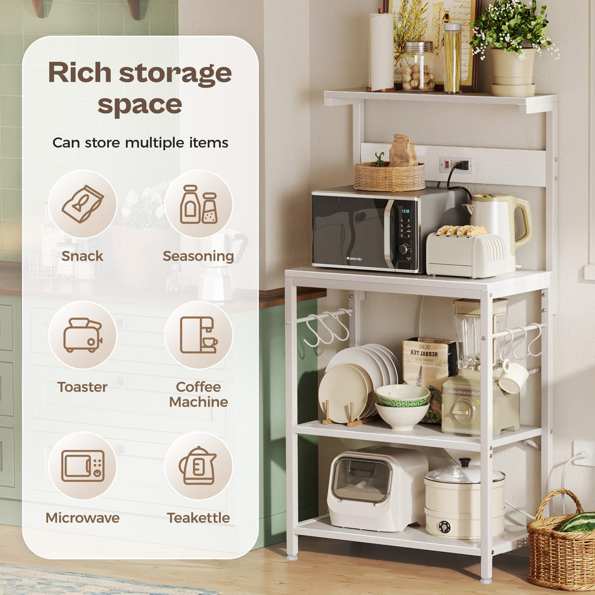Kitchen Bakers Rack with Power Outlet