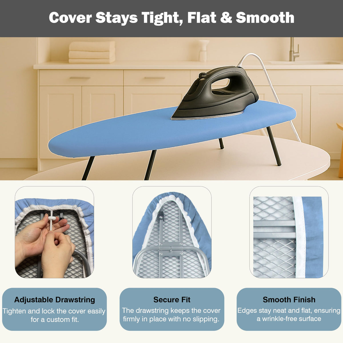 Small Ironing Board Cover and Pad 12"x32" Small Iron Board Cover with Padding