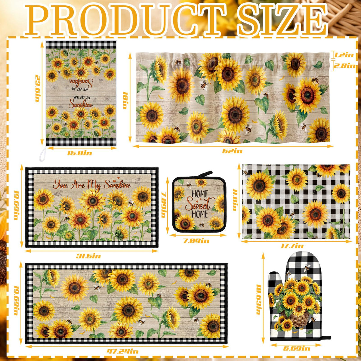 16 Pcs Sunflower Kitchen Decor Set (16 Count)