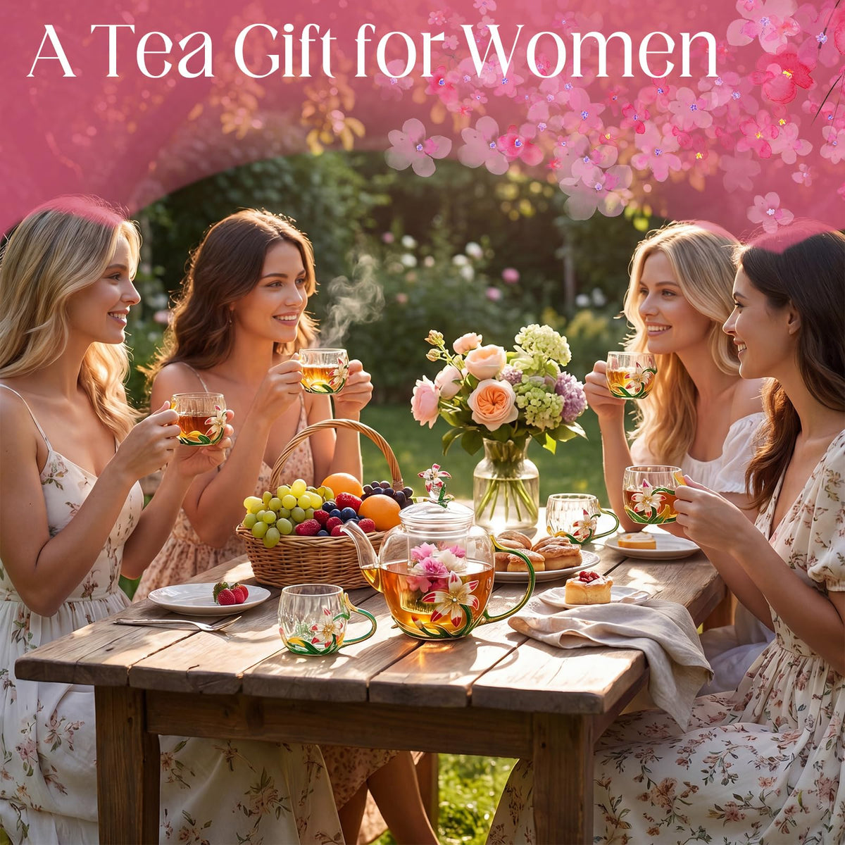 Floral Glass Tea Set (7 Count)