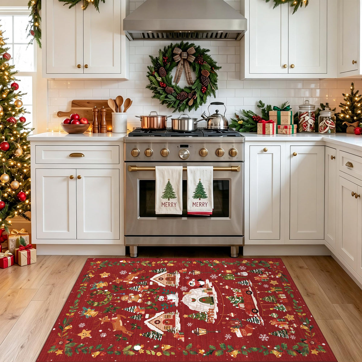 Washable Christmas Rug Runner 3x4