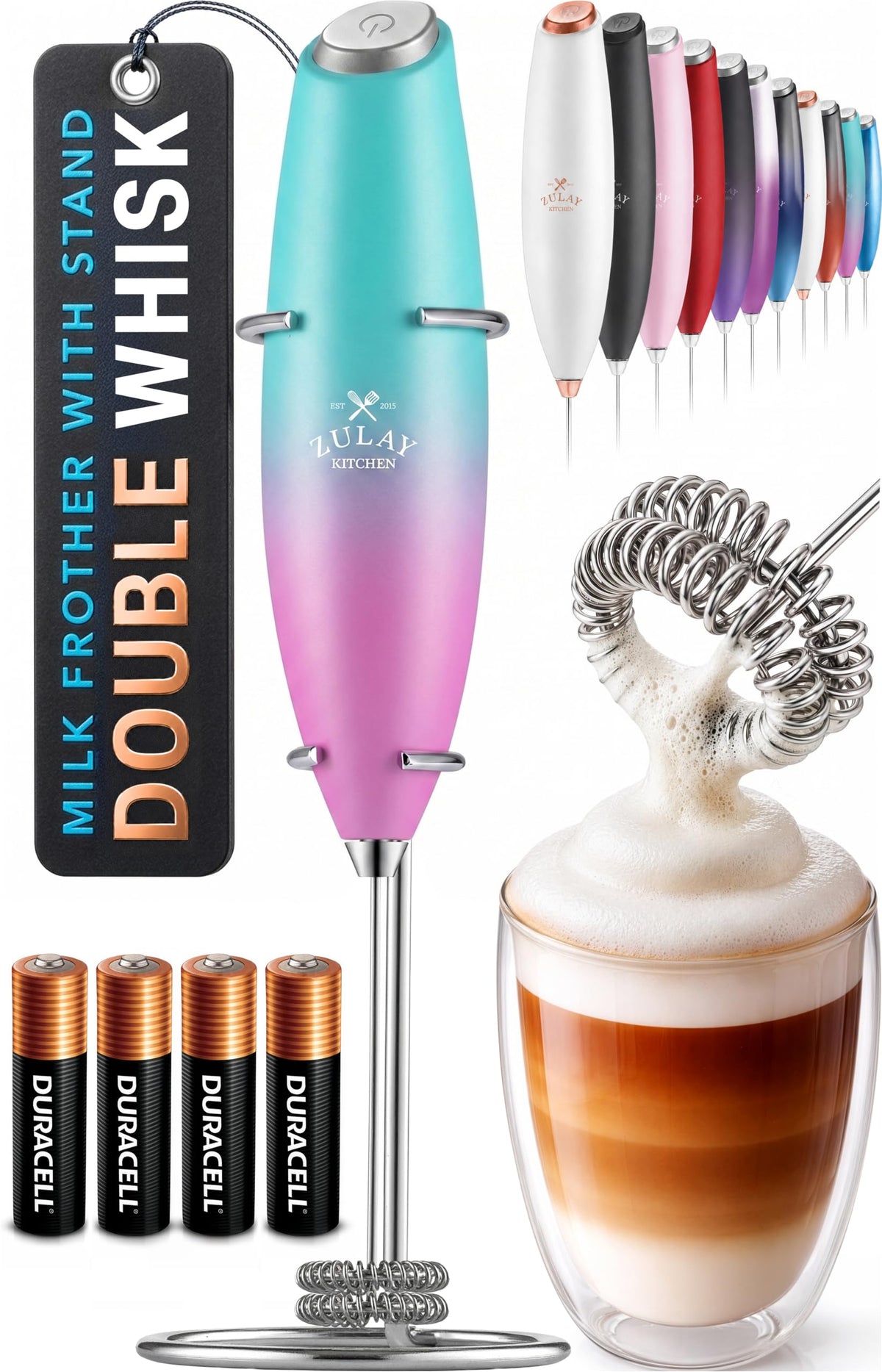Powerful Milk Frother Wand With Duracell Batteries