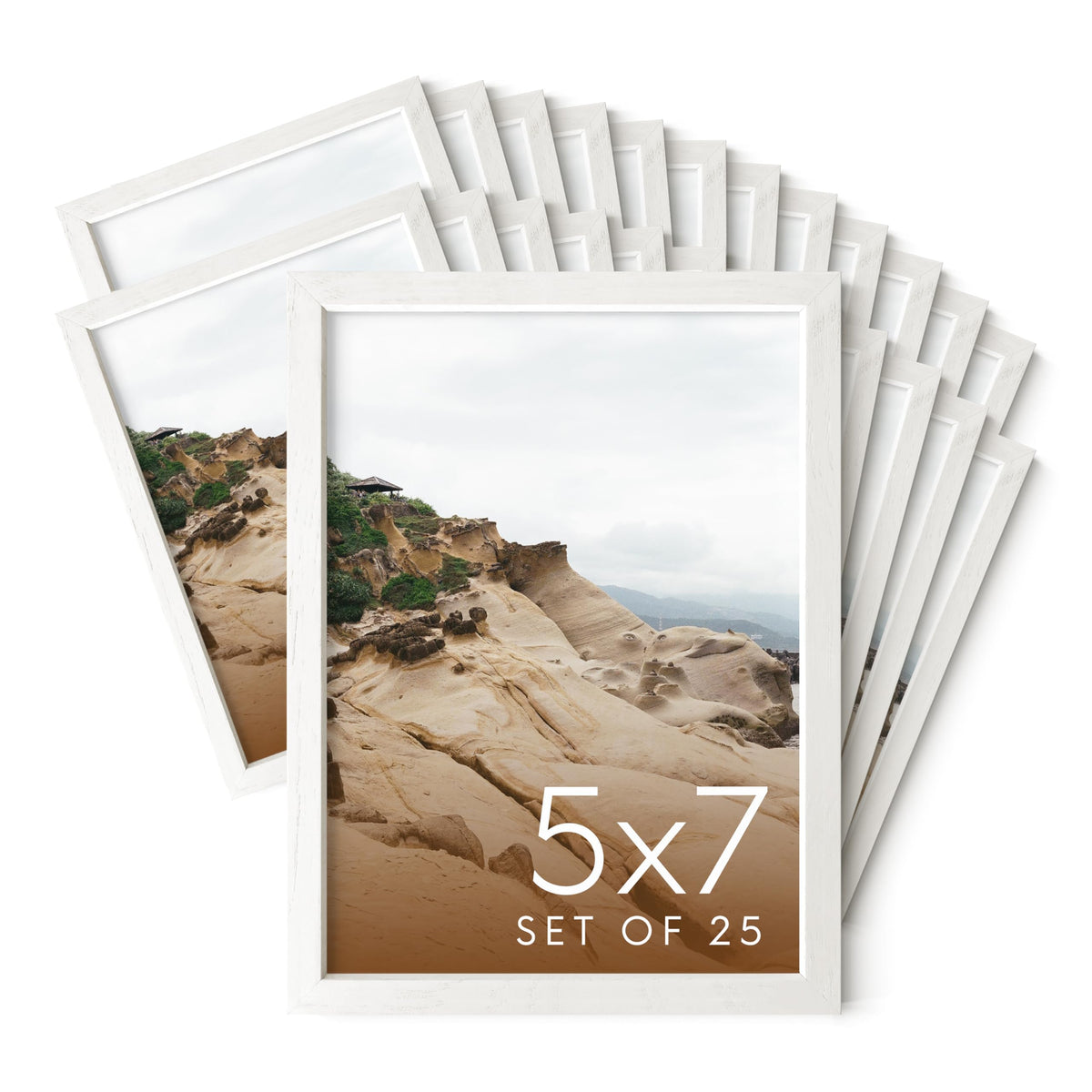 5x7 Natural White Wood Photo Frame Set of 25