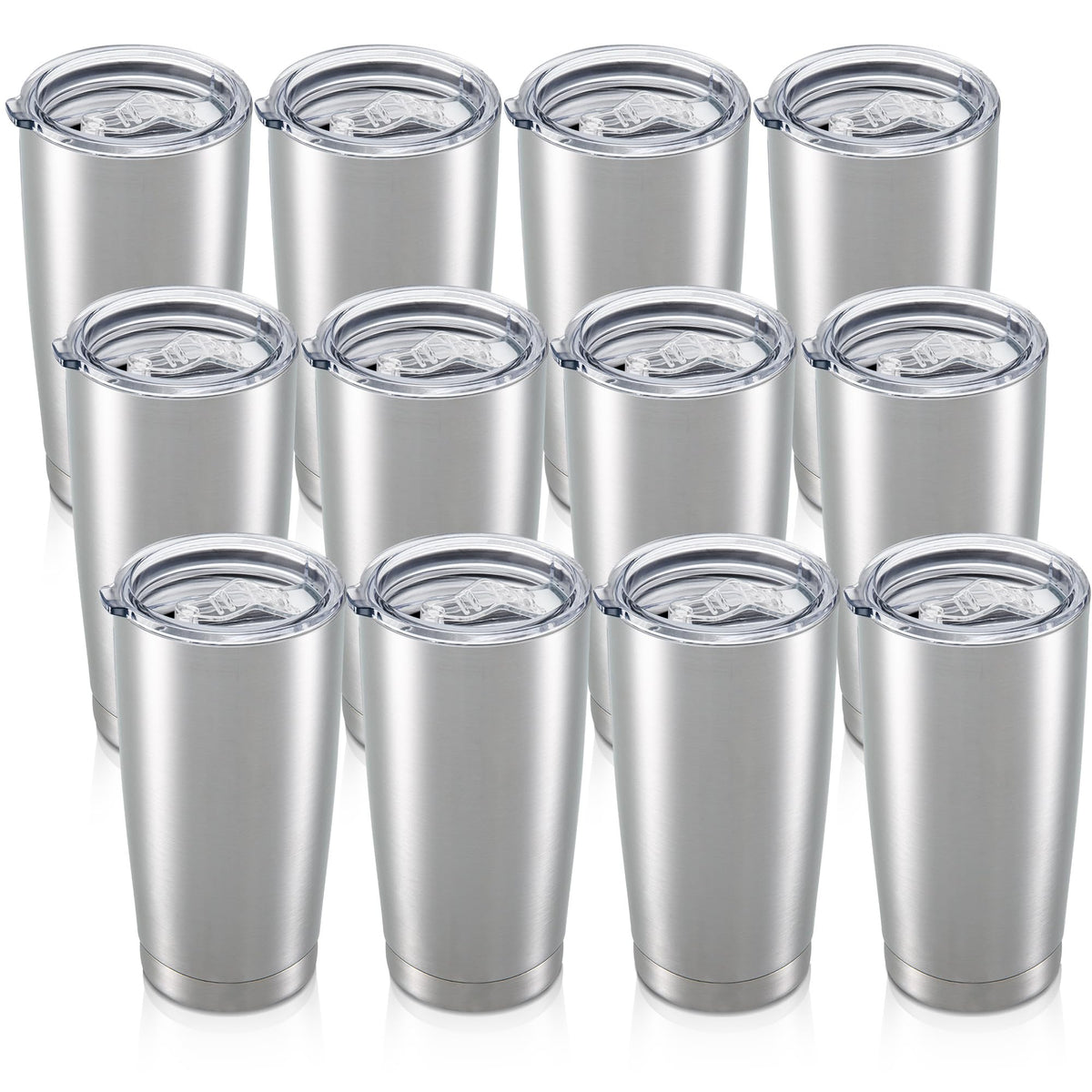 20 oz Tumbler with Lid Stainless Steel Insulated Tumblers Bulk Cups Mug (12 Count)