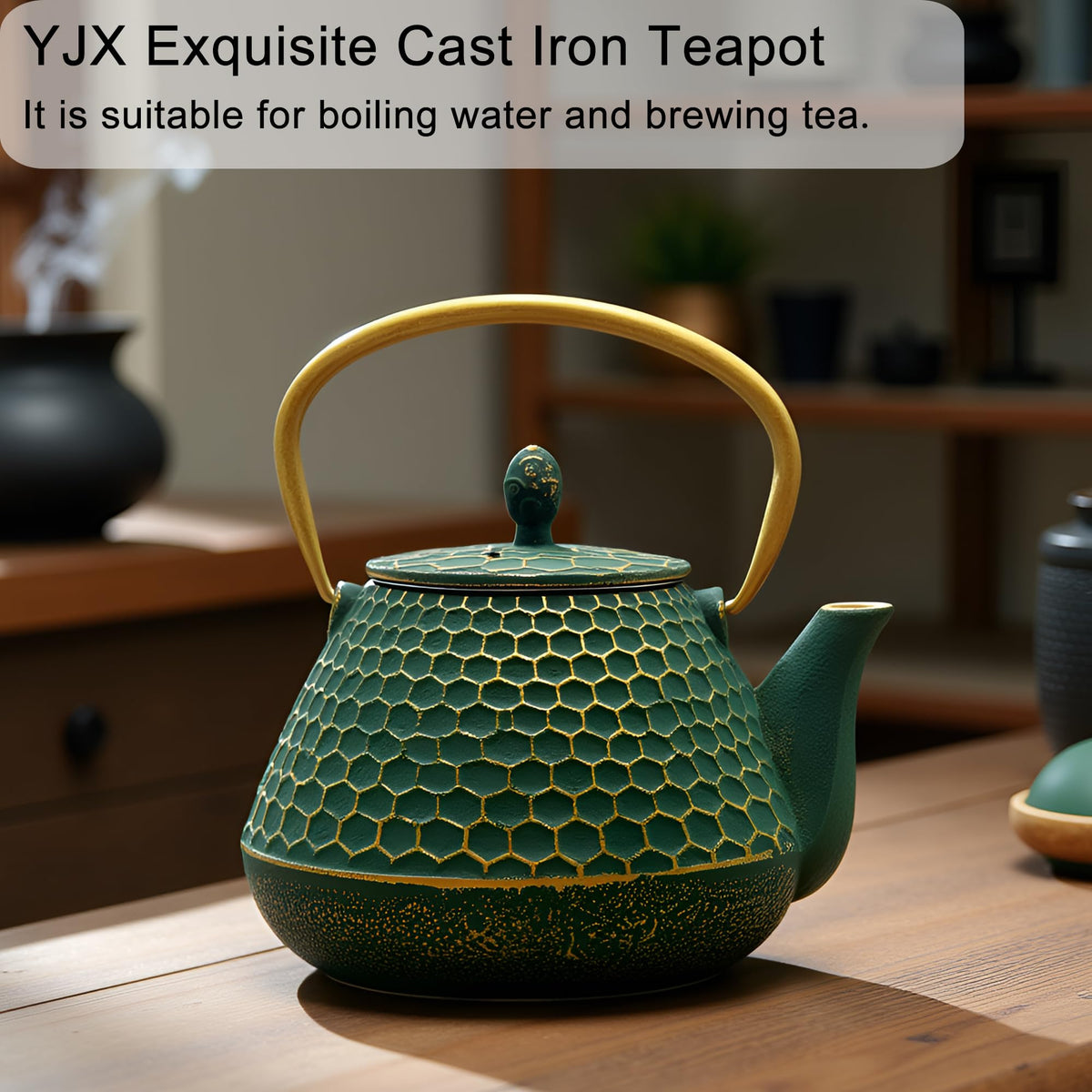 Cast Iron Teapot and Tea Cups Set