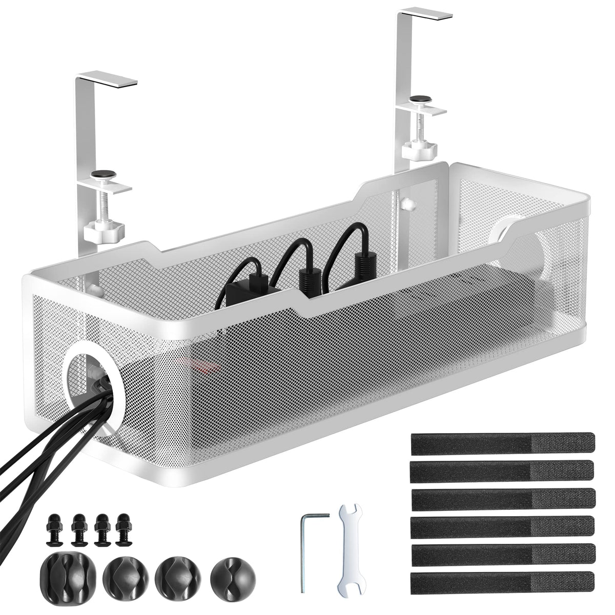 Under Desk Cable Management Tray White